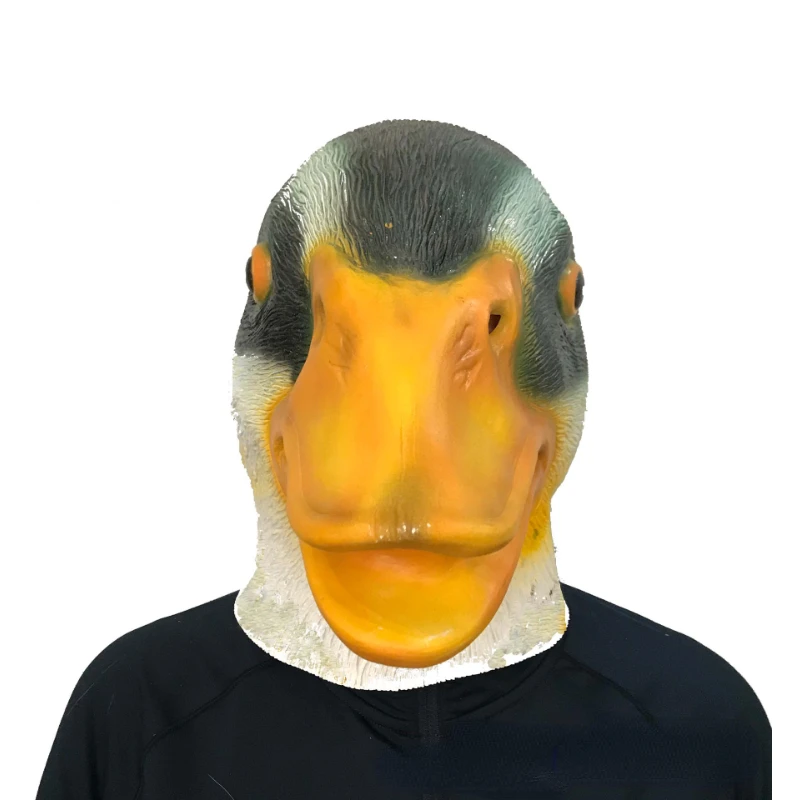 Funny Green-headed Duck Mask Cool Latex Full Face Mask for Men Queue Carnival Props Masquerade Animal Mascara Yellow Duck Masque