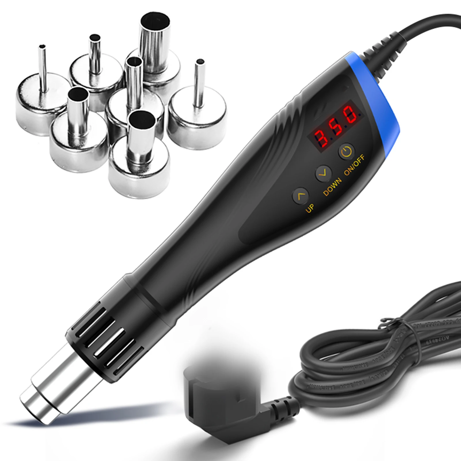 Handheld Hot Air Machine 600W High Power Hot Air Machine Portable Welding Tool Set LCD Digital Display With 7 Nozzles For