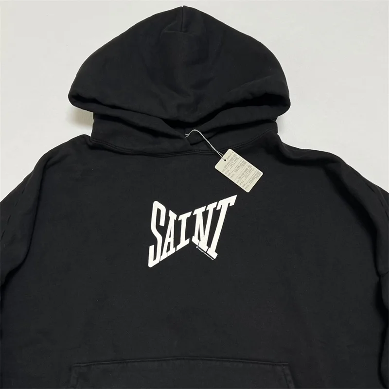 2025ss Black Saint Michael Oversized Hoodie Men Women 1:1 Best Quality Heavy Fabric Casual Hooded Pullovers