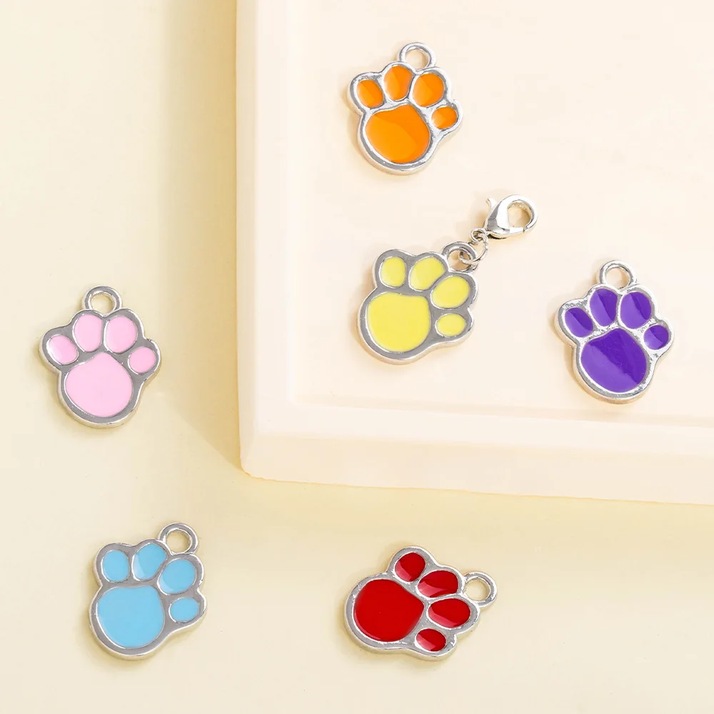 Cute bear paw oil-dripping alloy jewelry pendant DIY chain hand keychain pendant jewelry small accessories