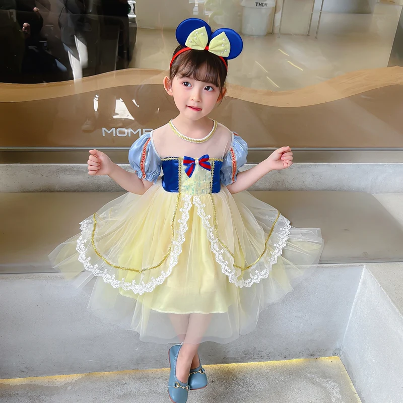 2022 Cheap Girls Princess Dresses Factory New Style Children Summer Short Sleeve Long Skirts Birthday Gifts Spring Autumn Baby's