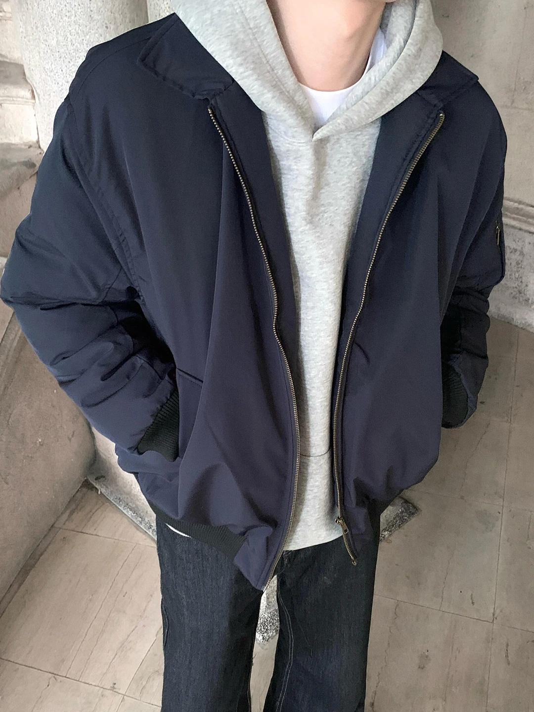 

Ma Pilot Cotton Jaet Men's ort Thi Outerwear k Blue American Sle Bomber Warmth for Winter Season Zipper Closure L...