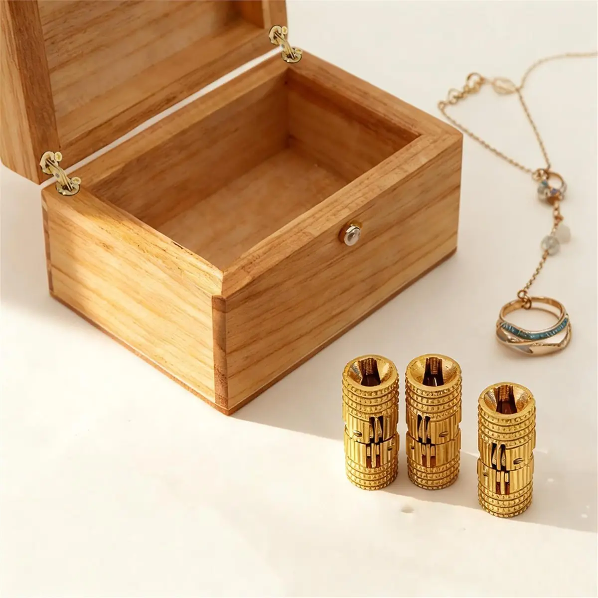 8Pcs 10mm Hidden Cylindrical Hinges, 180 Degree Opening Angle Concealed Furniture Hinges for DIY Jewelry Box Hand Craft