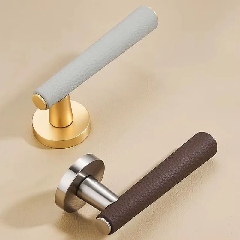 

Deluxe European Door Handle Lock Zinc Alloy Leather Hotel Villa Bedroom Room Wooden Door