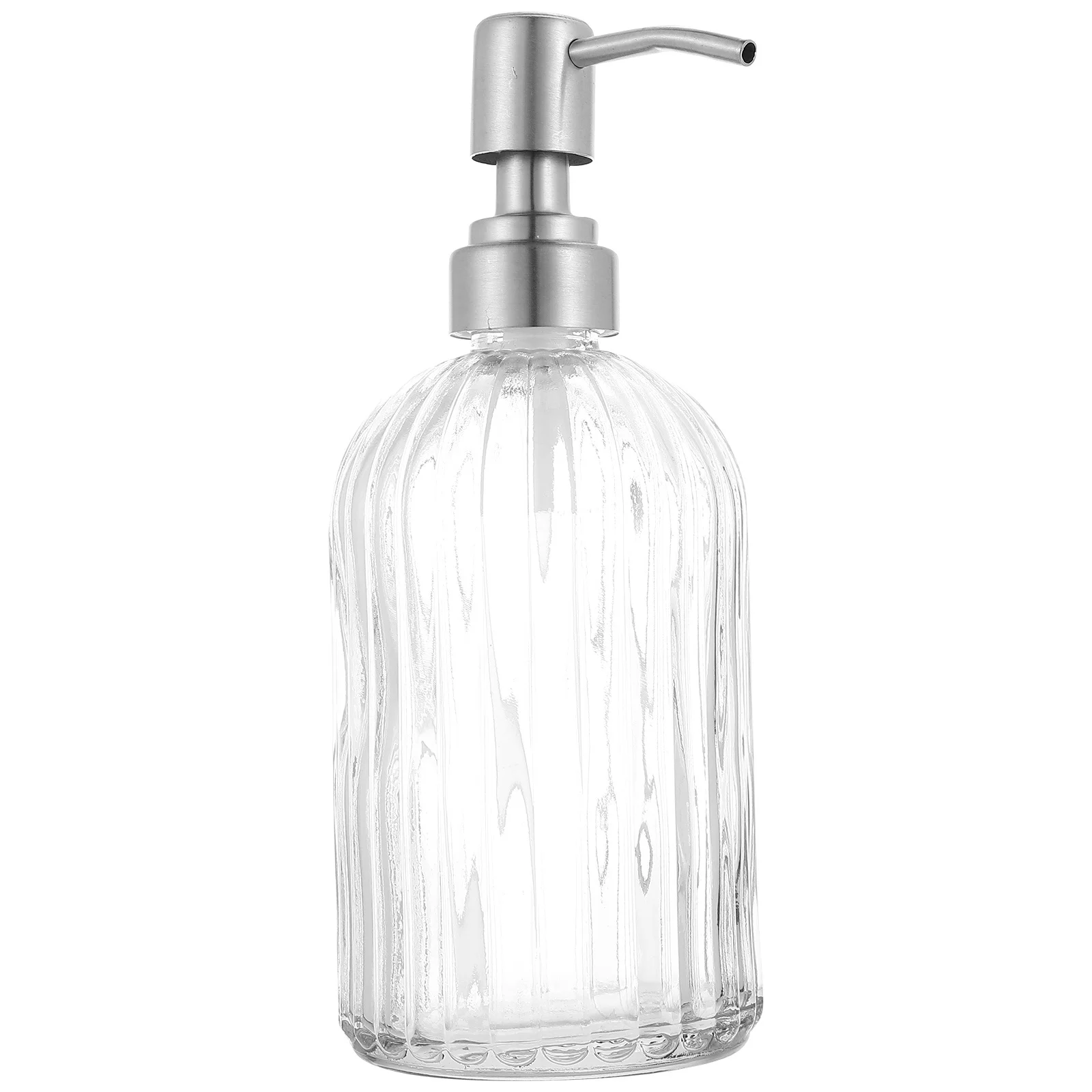 

Transparent Soap Dispenser Glass Bottle Stainless Steel Pump Refillable Hand Soap Dispenser for Bathroom Kitchen