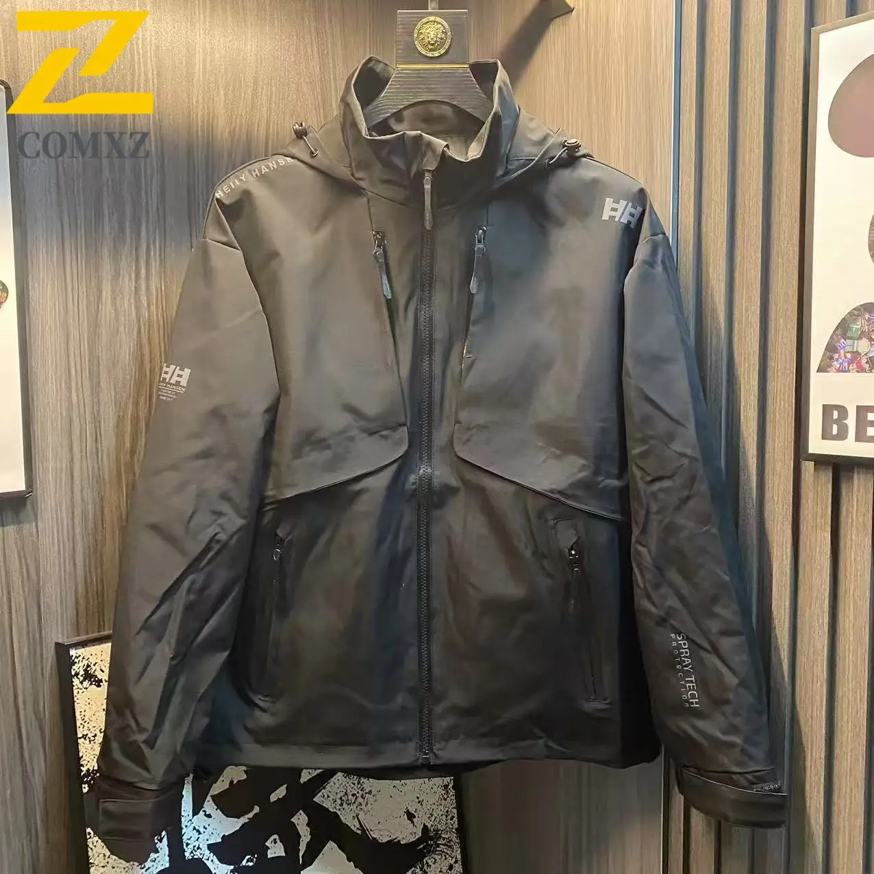 

COMXZ Men Jackets 2025 Hooded Versatile Style Daily Walk Comfortable Camping Trip Windbreaker Jacket Road Cycling Trendy Coat