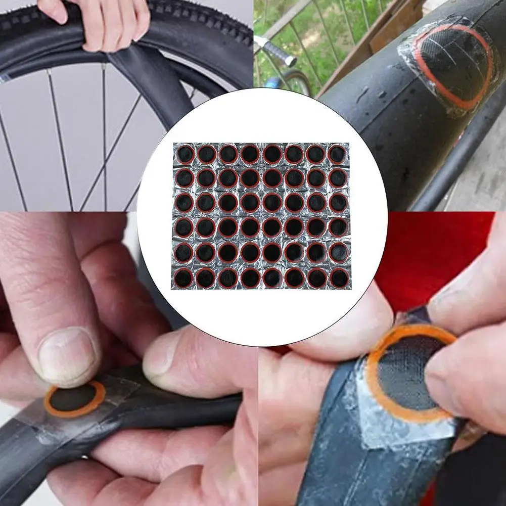 48pcs Rubber Puncture Patches Motor Bicycle Tire Tyre Tube Repair Patch Kit No Glue Bicycle Inner Tube Puncture Repair Tools