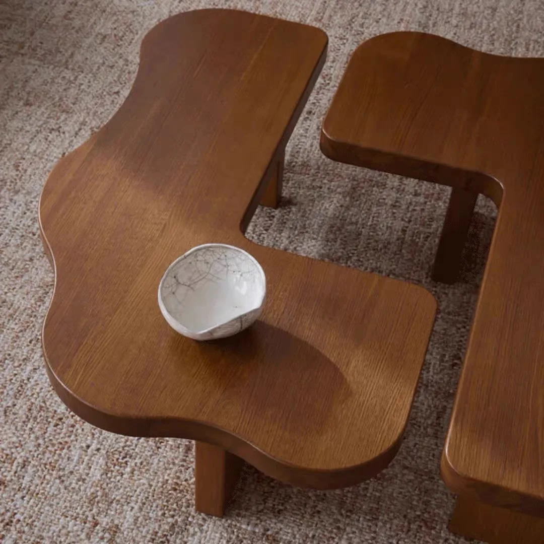 Solid wood irregular special-shaped black designer living room household small apartment creative homestay coffee table