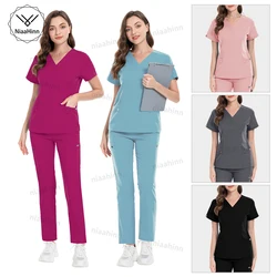 Wholesale Hospital Scrubs Uniforms Set Nurse Doctor Scrub Workwear Pharmacy Lab Veterinary Uniform Slim Fit Medical Scrubs Women