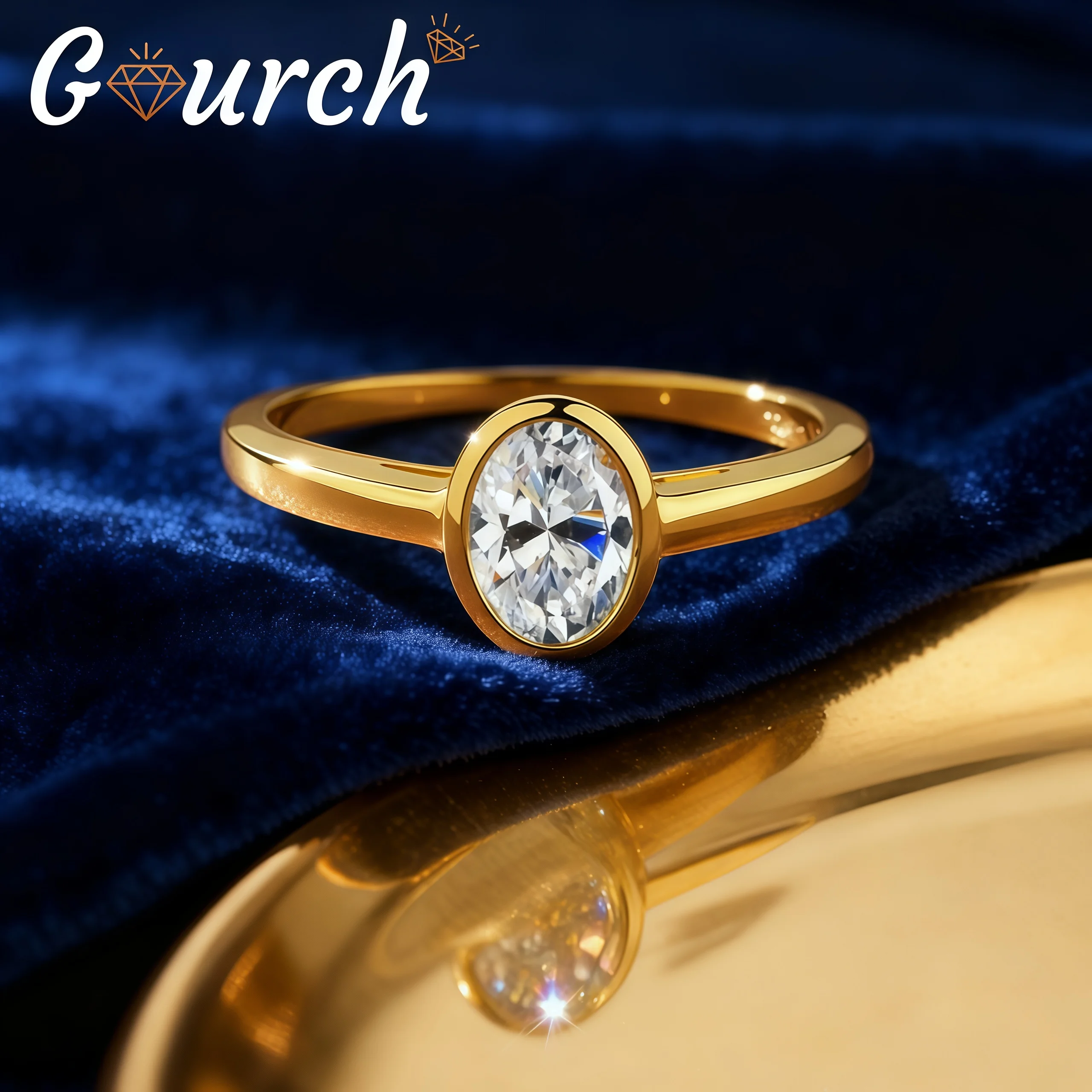 

Gourch 1ct Oval Moissanite Ring for Women S925 Stering Silver Gold Plated Engagement Wedding Band Vintage Style Jewelry Gifts