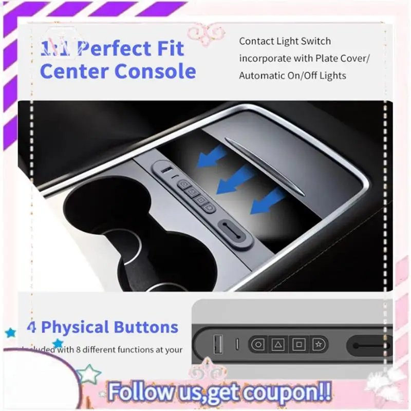 

Easy To Use 27W PD Fast Charging Car Docking Station Smart Control Physical Buttons With USB Hub For Tesla Model Y/3 2021-2023