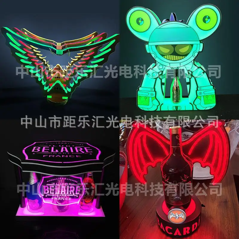 

Robot luminous wine holder bar LED foreign red base champagne king acrylic holder spade A rack