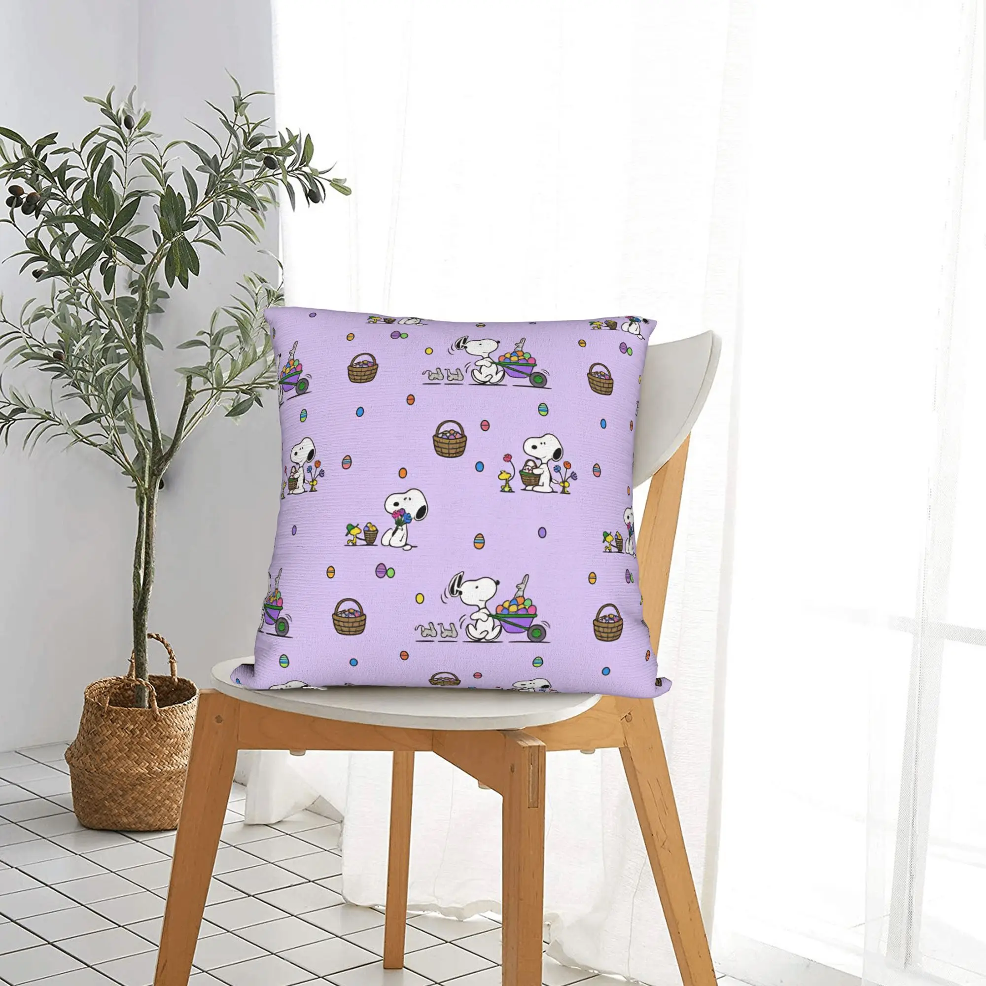 Nordic Snoopy Woodstock Easter Eggs Cushion Cover Soft  Throw Pillow Case Home Decor - view 5