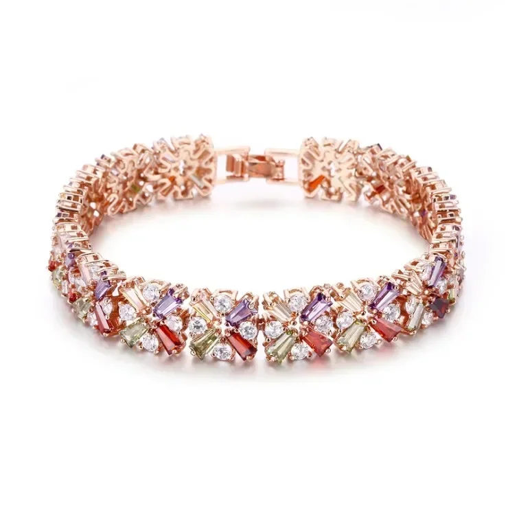 

New Rose Gold Color Mona Lisa Zircon Bracelet for Women Crystal from Austrian Multicolor CZ Stones Special Store