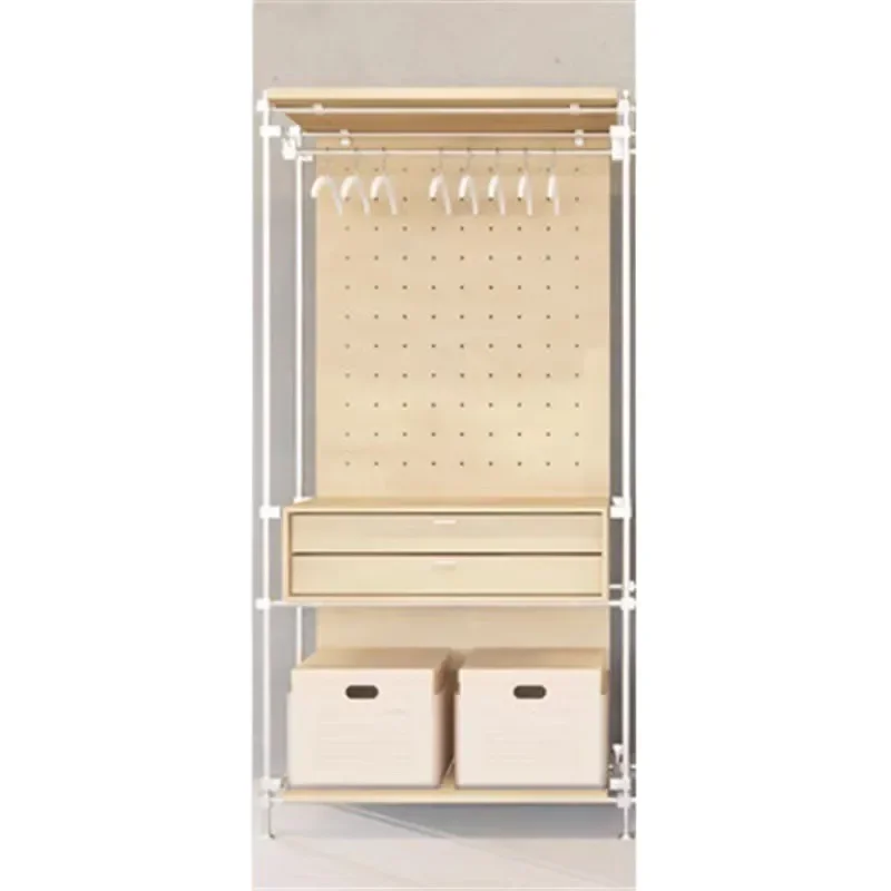 

Japanese floor-to-ceiling birch coat rack bedroom open wardrobe optical shaft clothing rack