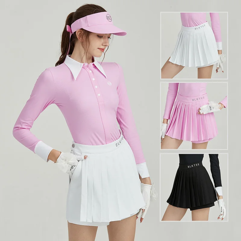 

Blktee Autumn Ladies High Waist Culottes Women Anti-exposure Golf Skirt Slim Pleated Skort Golf Sports Shorts 3 Colors S-XXL