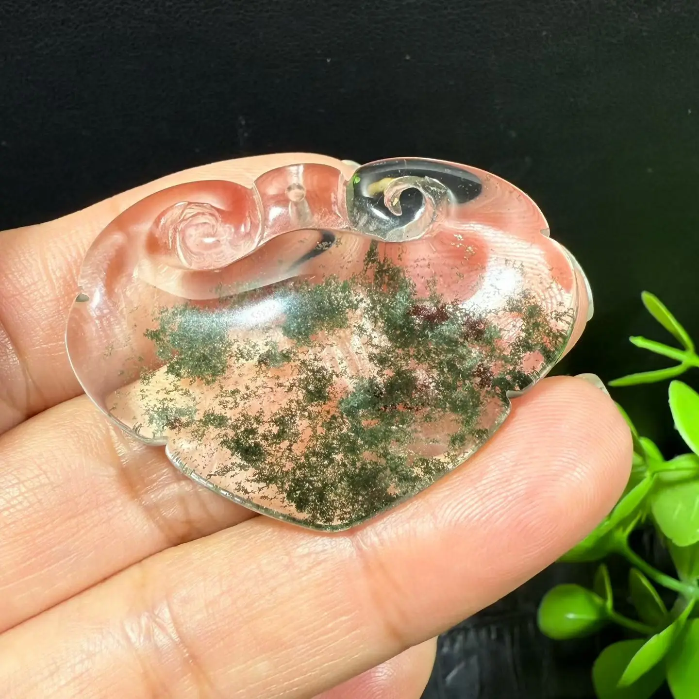 

Natural Green Phantom Quartz Pendant Jewelry Guanyin Women Men 44*32*11mm Necklace Water Drop Phantom Rare Garden AAAAAA