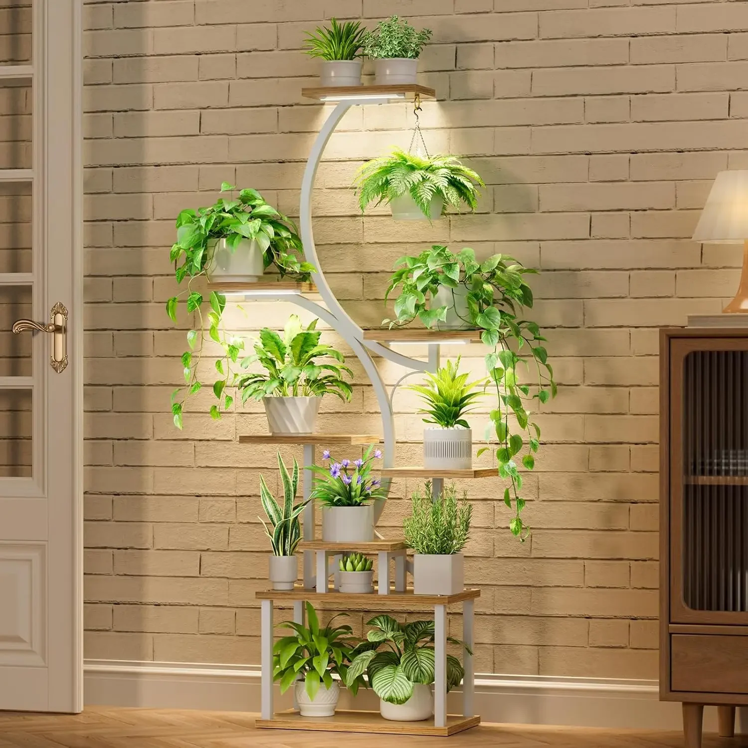 Plant Stand Indoor with Grow Lights, 8 Tiered Indoor Plant Shelf, 62