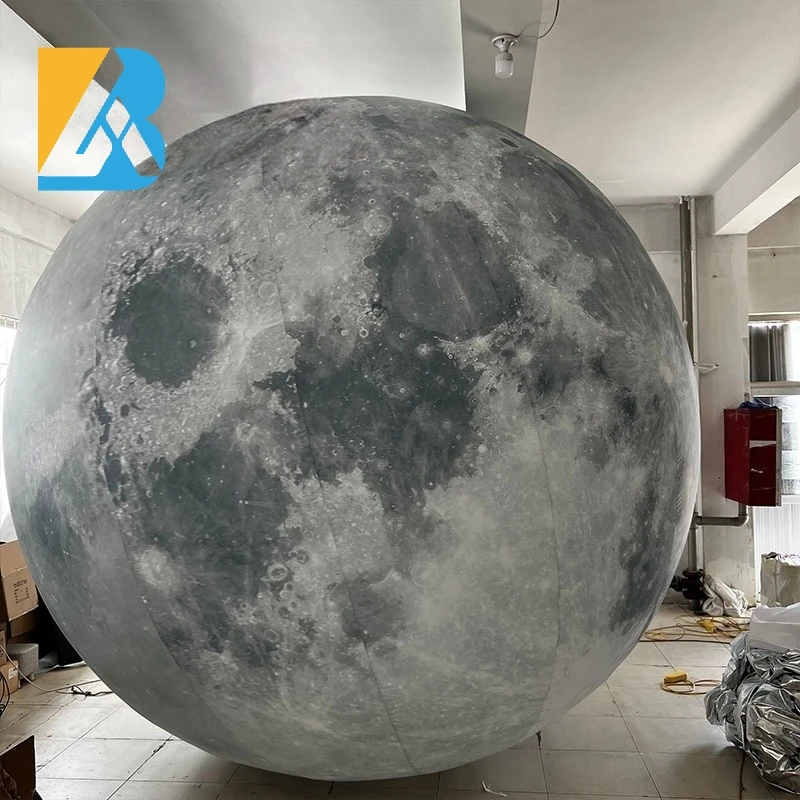 Luna gigante inflable de tamaño personalizado con Led para transformación de eventos, juguetes espaciales