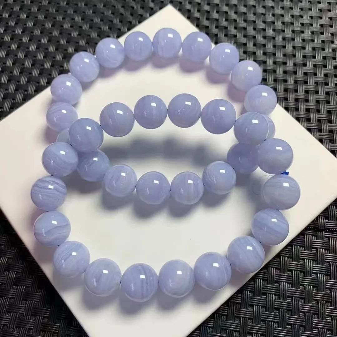 11MM Natural Blue Lace Agate Bracelet Handmade Crystal Quartz Jewelry Stretch Bangle Children Birthday Gift 1pcs