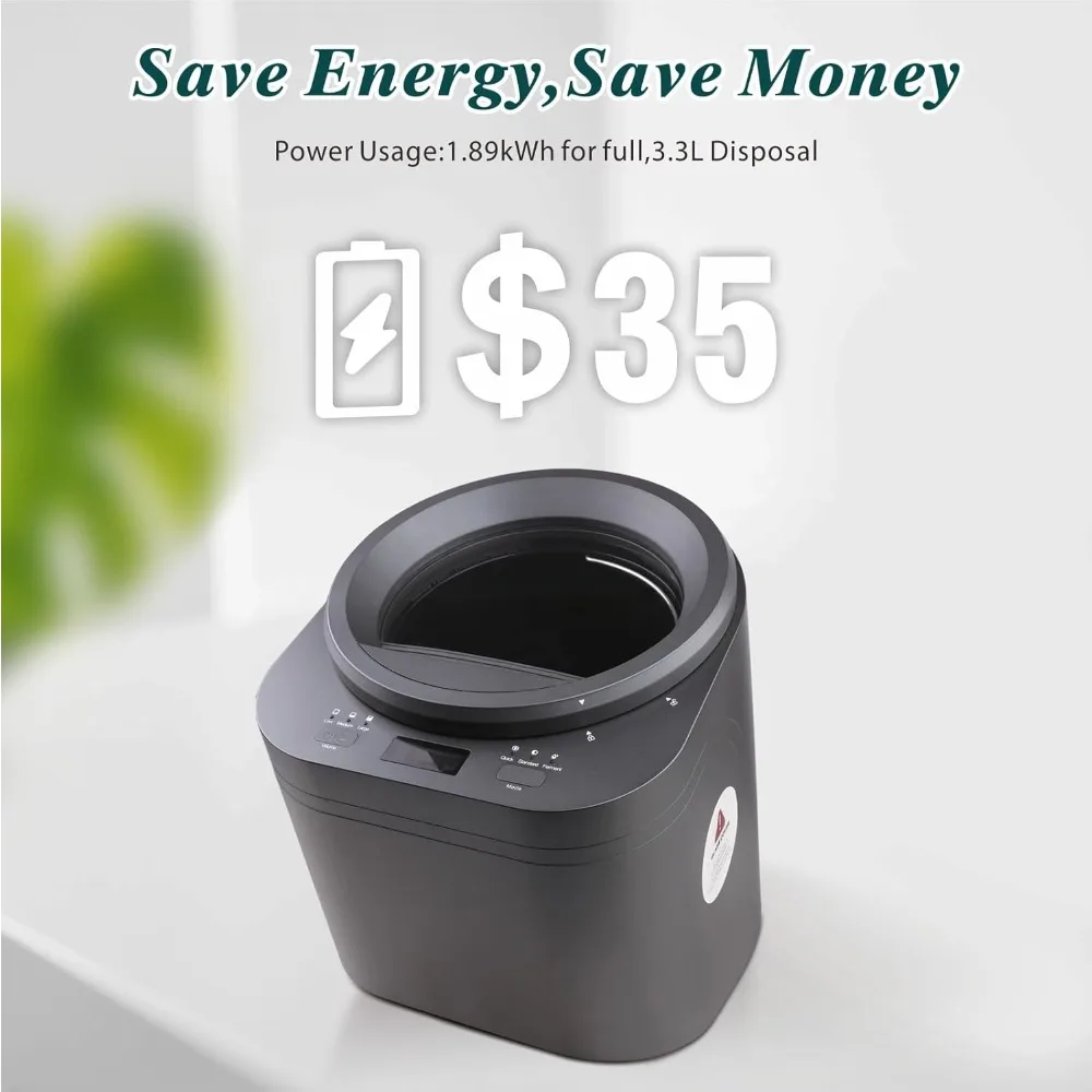 Upgraded Electric Waste Kitchen Composter, 2L Capacity Countertop Composter Indoor Odorless with 2 Detachable Carbon Filter