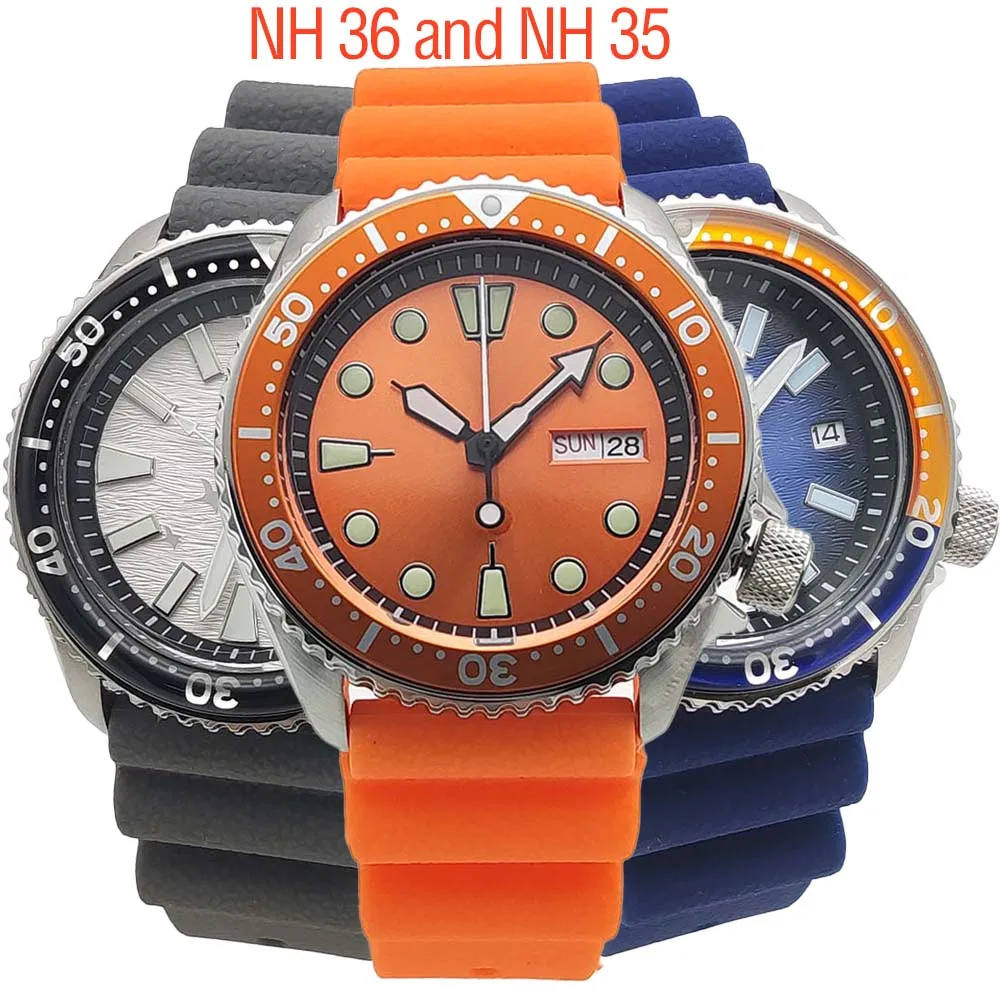 NH36 Weekday Date Automatic Mechanical Men's Watch Unidirectional Rotating Bezel 3.8 Crown Men's Waterproof Casual Clock