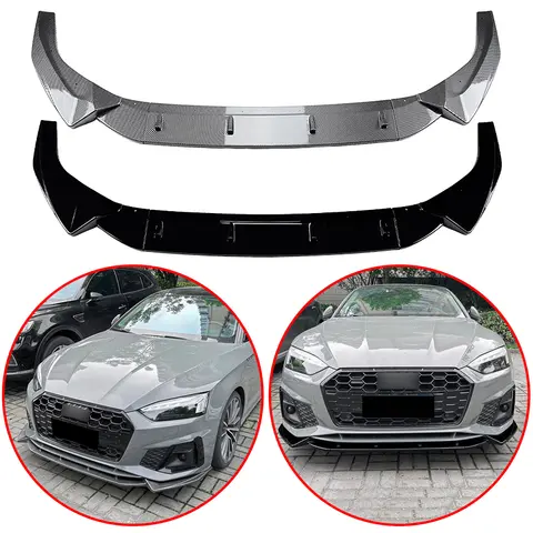 아우디 A5 Sline S5 8W6 2021 2022 2023 2024 자동차 앞 범퍼 립 스포일러 글로시 블랙 또는 카본 룩 바디 키트
