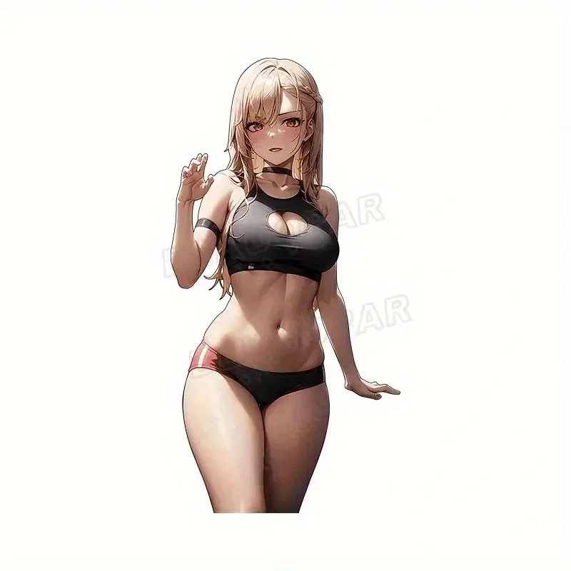 1Pc 2D Flat Anime Girl Vinyl Sticker, Cartoon Decal for Car Laptop Water Bottle Helmet Refrigerator Luggage Smooth Surfaces