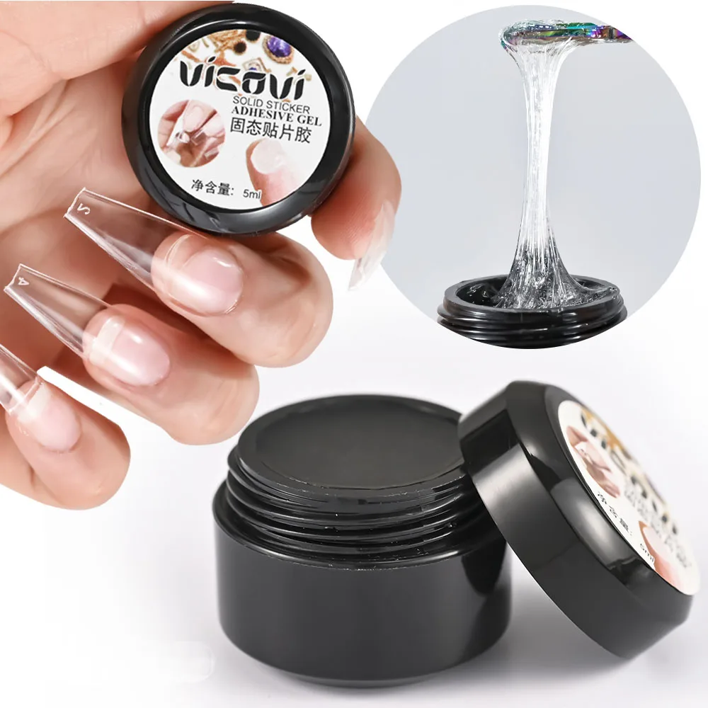 Pegamento sólido para uñas postizas, 5ML, parche en Gel para uñas, adhesivo de goma transparente, pegamento acrílico para extensión de uñas postizas, pegamento UV