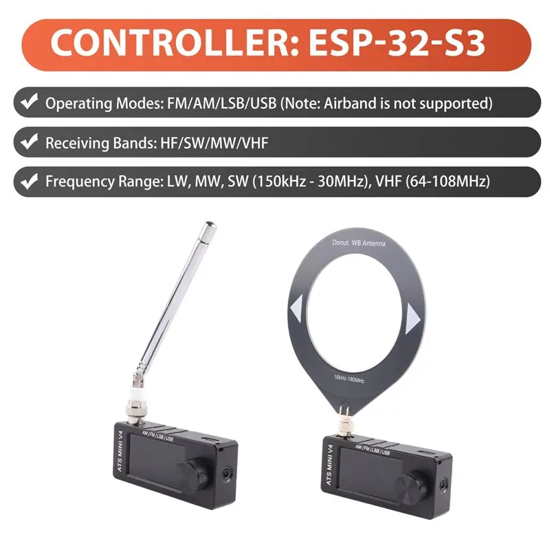 AEE6-V4 ATS MINI SI4732 Radio ALL Band DSP Radio FM AM SSB LSB USB Receiver, Built-In Hi-Z Headphone Amplifier Circuit view 4