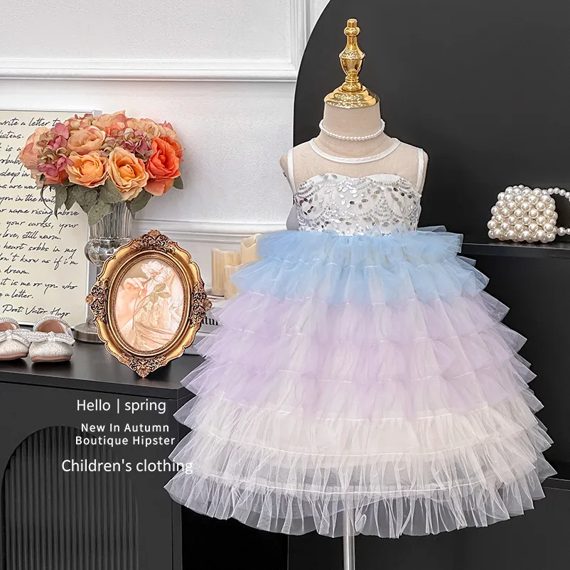 

Girls' Dress Summer 2025 New Summer Style Children's Fashionable Cake Skirt Baby Girl Summer Dress Princess Skirt