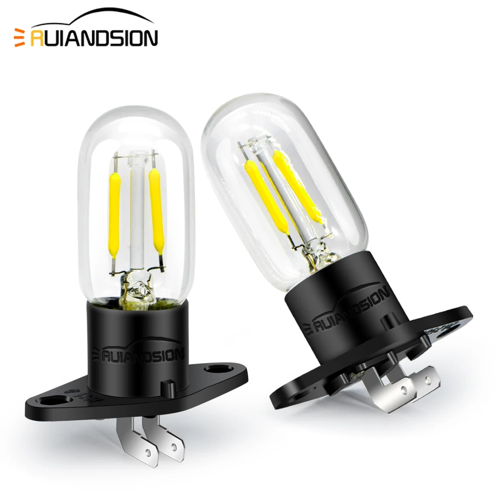 

2Pcs RUIANDSION New Oven Light Z187 2 Filament LED Bulb 25W 240V High Temperature Microwave Bulb 6000K/Warm White And Base Black