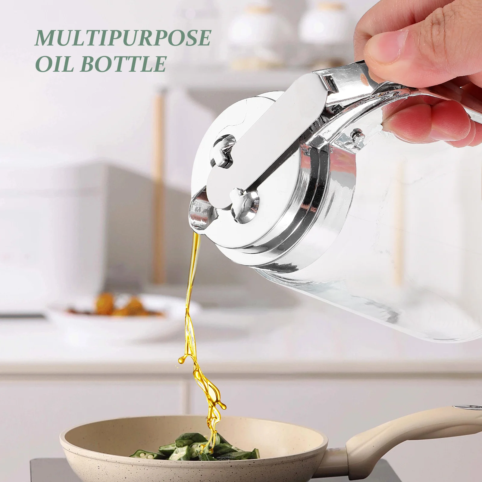 

2Pcs Glass Dispenser for Sugar Syrup Honey Creamer Multi Functional Condiment Bottle with Anti Drip Spout Stylish Kitchen