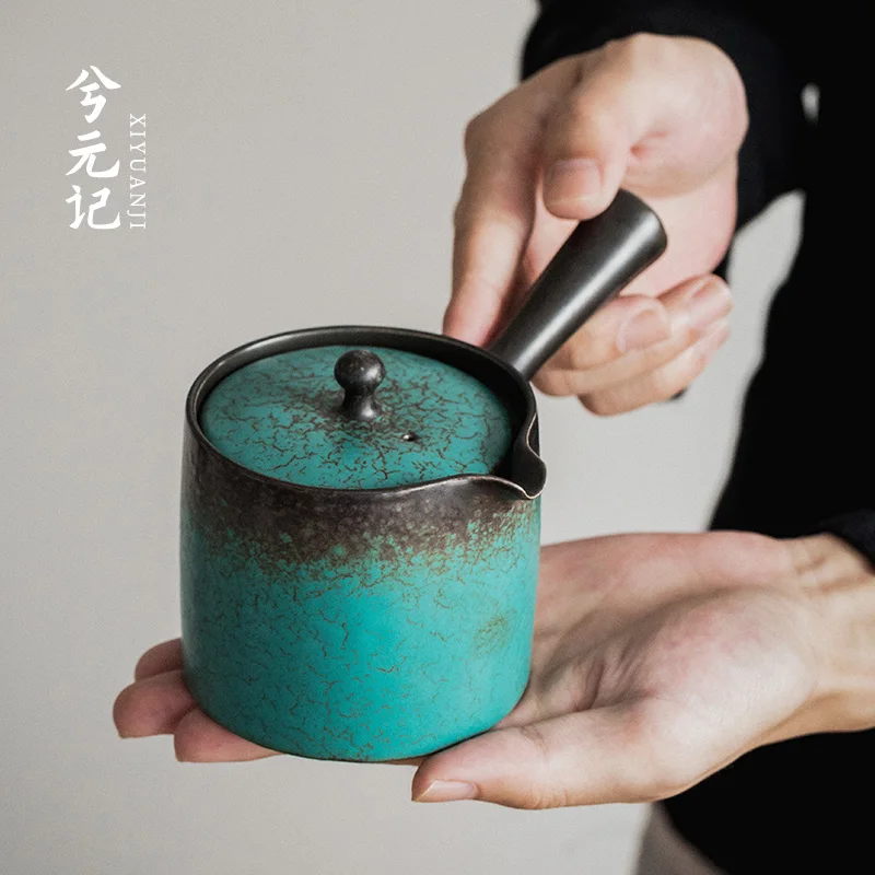 Japanese-Style Creative Green Side Handle Pot Teapot Household Single Large Porcelain Set