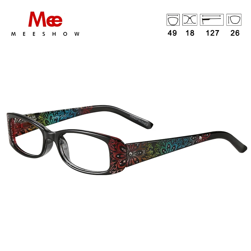 Meeshow Reading Glassses Women Fashion Reading Glasses Colorful Temple Rhinestone Reader Diamonds Flower Eyeglasses 759