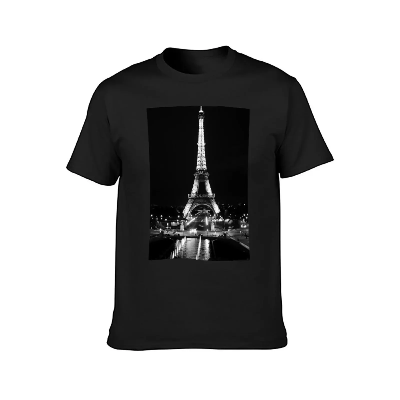 Eiffel Tower Paris at night black and white T-Shirt sports fans graphic t shirts new edition plain mens champion t shirts