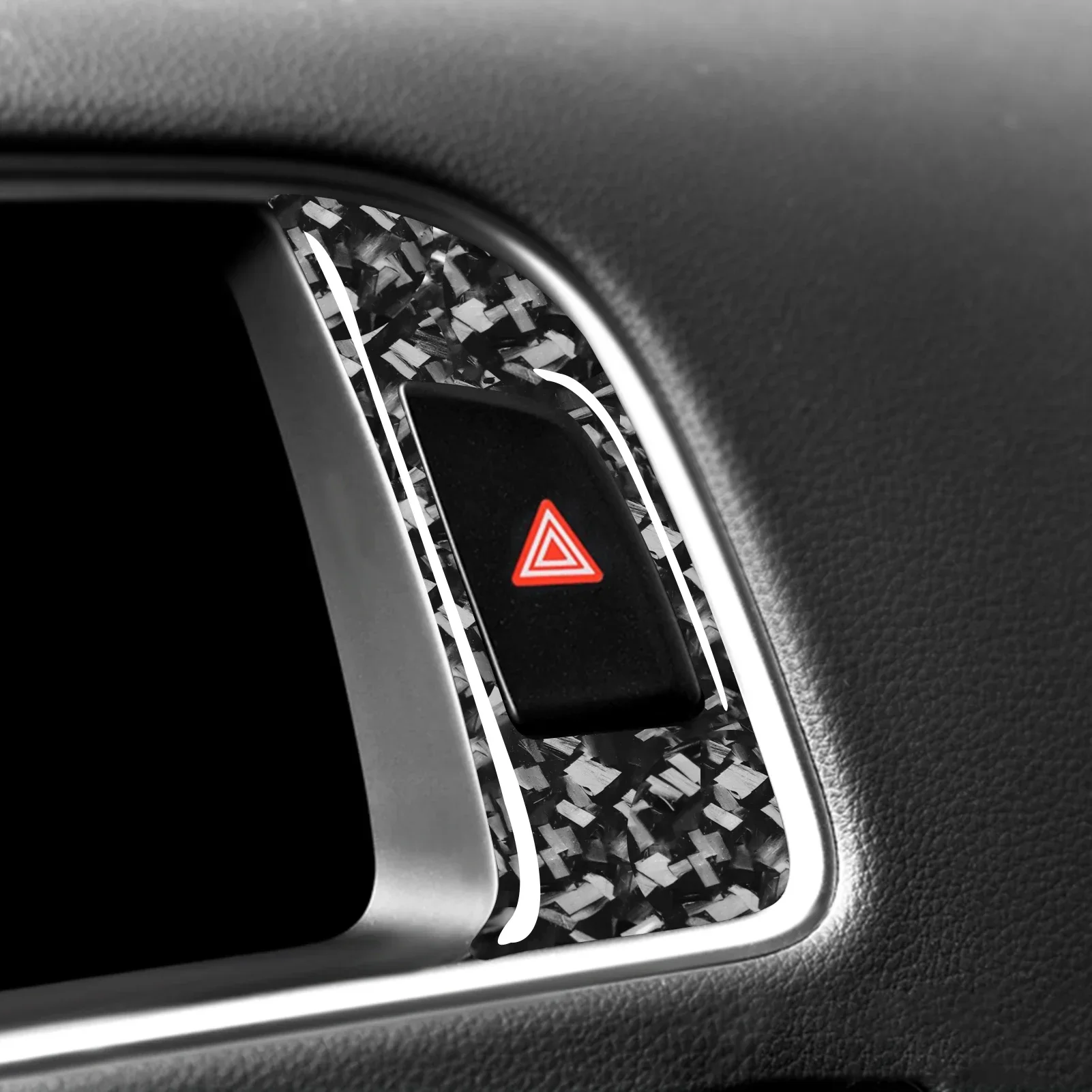 Car Accessories Interior Warning Lights Button Frame Trim for Audi Q5 SQ5 8R A4 S4 B8 2009-2017  Carbon Fiber Sticker - view 3