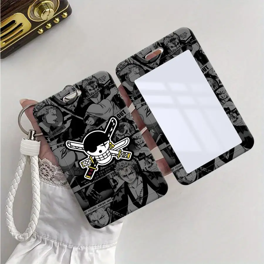 

Чехол-держатель для карт (1 шт.), выдвижной держатель для кредитных карт, держатель для детского проездного на автобус с ремешком, держатель для банковского удостоверения личности, одиночный, Luffy's Gear