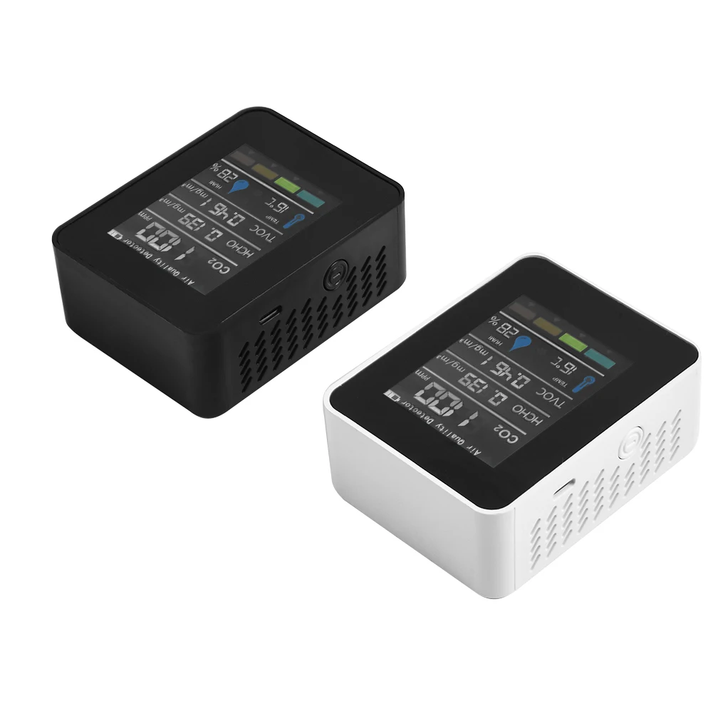 Practical Useful Brand New Air Quality Monitor 1200mAh Battery 5V LED Digital Display Replacement ABS Material