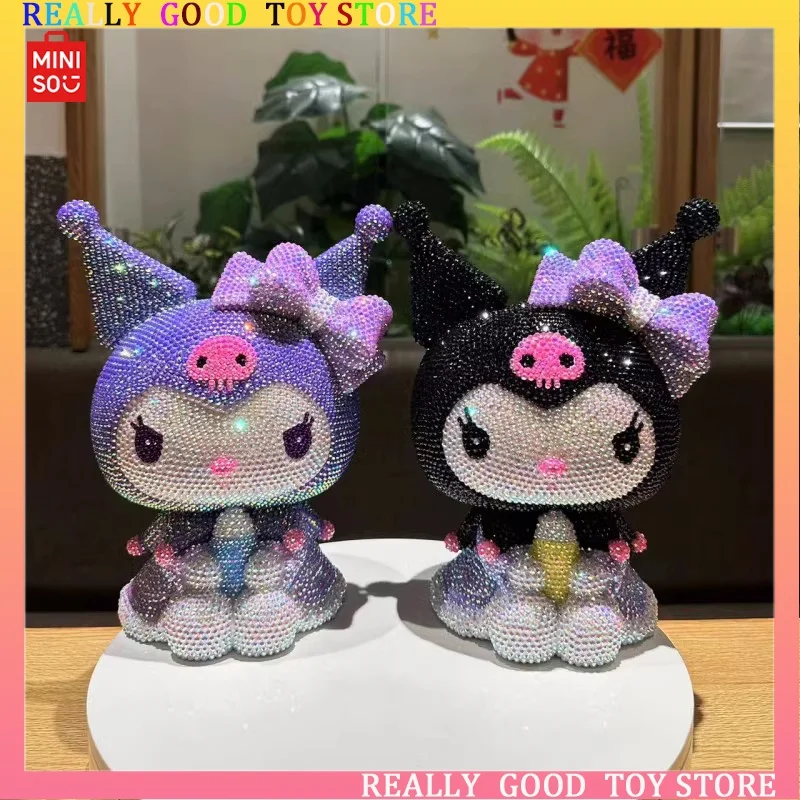 Miniso Cartoon Kuromi Diy Figurka Skarbonka Diy Diamond Stick Kawaii Figurka Dziewczyna Diy Model Hello Kitty Statuetka Lalka Skarbonka