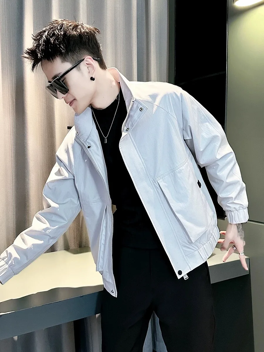 

Повседневная универсальная мужская весенне-осенняя модная одежда из полиэфирного волокна на молнии с застежкой-молнией Long Sve Свободная верхняя одежда