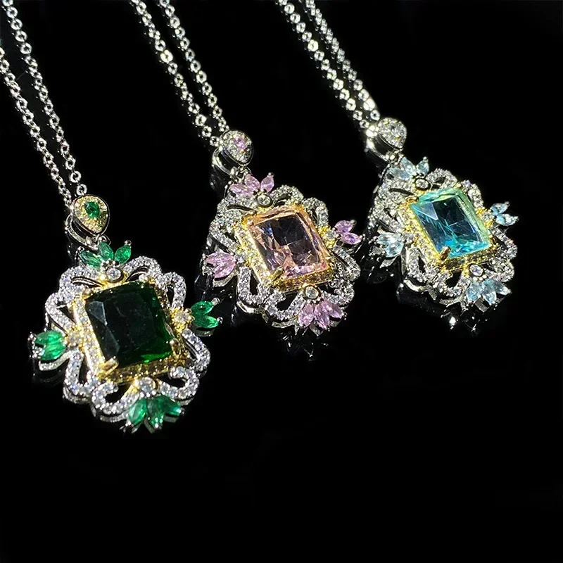 

MDL Moissanit1 Style Topa Necklace Fashion Light Luxury Niche High Feeling Flower Feather Pendant