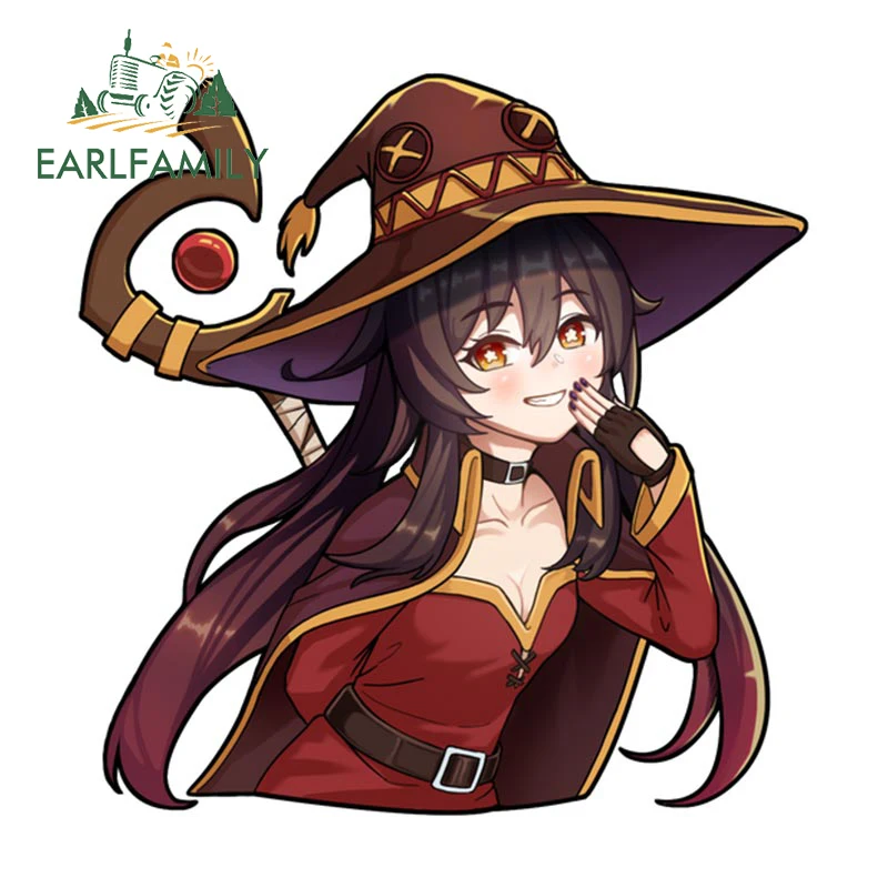 

EARLFAMILY 13cm X 12.8cm For Megumin Car Stickers Anime Vinyl Car Accessories Decal Waterproof Graffiti Sunscreen Campervan