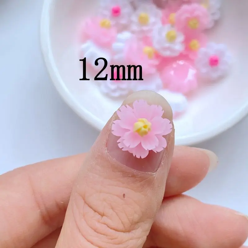 60Pcs New Cute Mini 12mm Small Flower Flat Back Resin Scrapbooking DIY Jewelry Craft Decoration Accessories