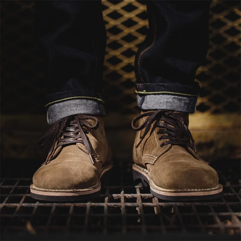 마덴 남성 빈티지 M43 스플릿 스웨이드 컴뱃 부츠 하이탑 데저트 부츠 라운드 토 워크 부츠 아웃도어 가을 겨울 신발