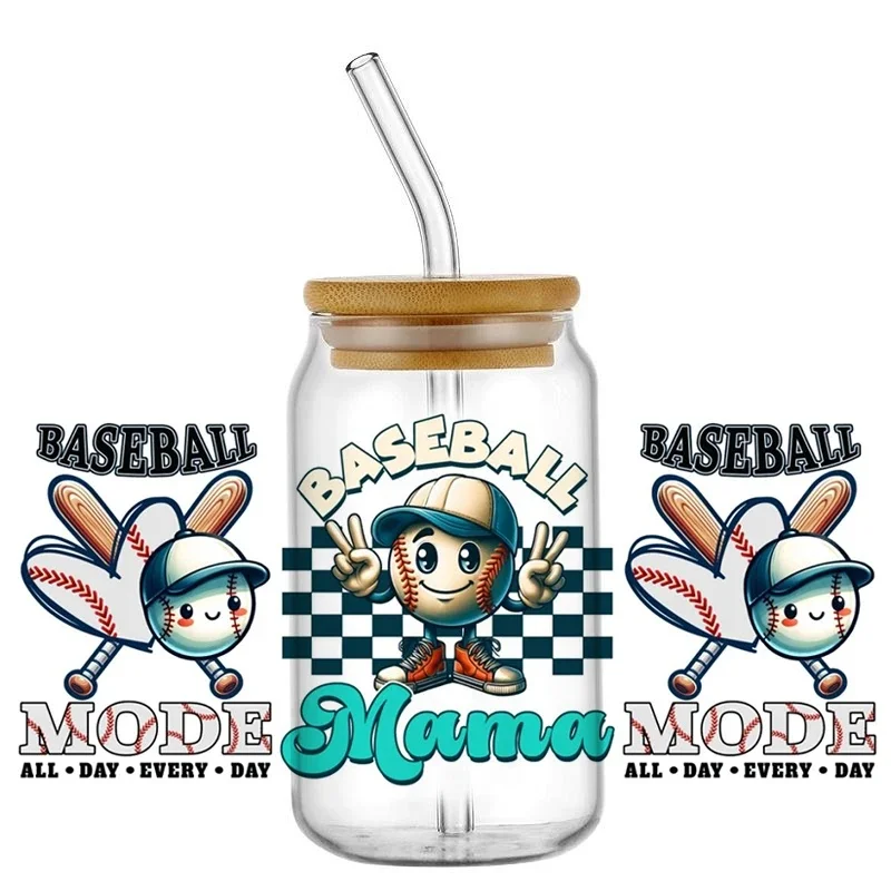 Baseball Mama UV DTF Transfer Stickers, 16oz Permanent Self-Adhesive Cup Wraps for Libbey Coffee Tumbler