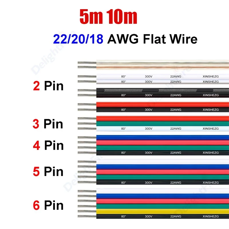 2 3 4 5 6 Pin Led Strip Cable 5m 10m Led Wire 22 20 18 AWG Electric Cable for 5050 WS2812B RGB RGBWW LED Strip SM JST Connector