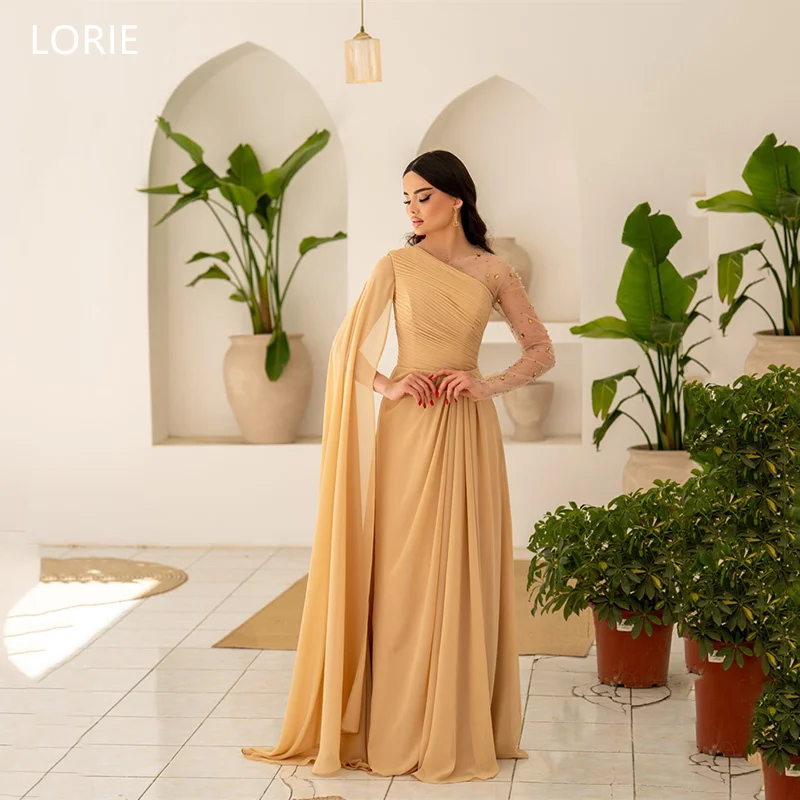 

LORIE Chiffon Party Dresses Women Crystal Single Shoulder Sleeveless Evening Prom Dress Floor-Length Prom Gowns 2025 Customized