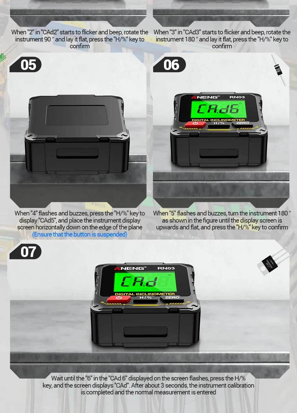 ANENG RN03 Handgehaltener Digitaler Winkelmesser Vierseitiger Magnet Horizontaler Laser Hintergrundbeleuchteter Bildschirm Wiederaufladbares Messgerät – Detail 16