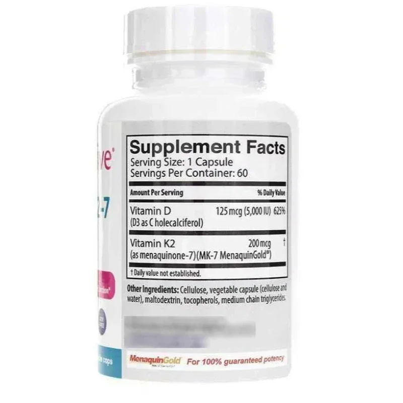 فيتامين K2-7 بلس D3- مكمل مناعي وقلبي وعظام يعزز القدرة الحيوية مع 60 كبسولة